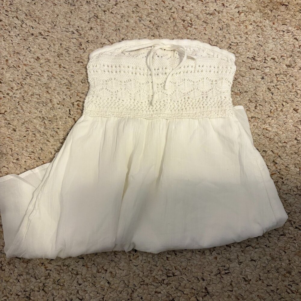 Hollister Co. Crochet-Style Mix Strapless Mini Dress – White – XS – Like New